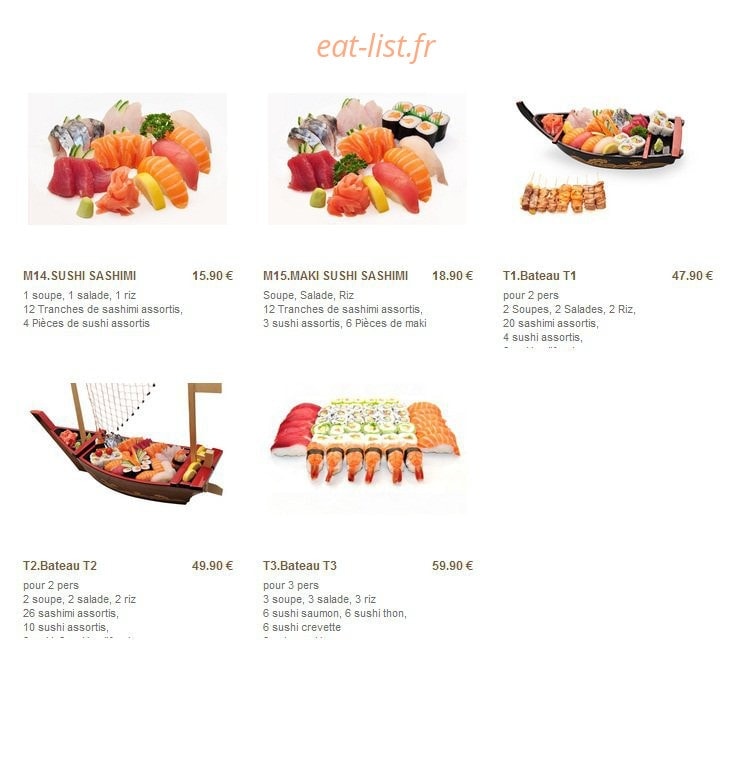 Carte et menu de Minato à Sainte Genevieve des Bois — Les menus sushi maki sashimi (suite)