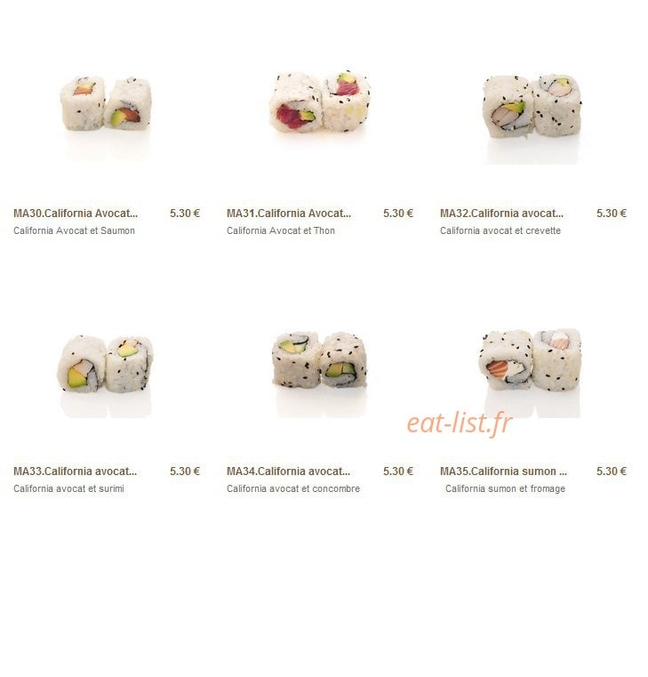 Carte et menu de Minato à Sainte Genevieve des Bois — Les californias