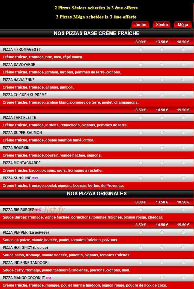 Carte et menu de Pizza house 91 à Sainte Genevieve des Bois — Les pizzas cremes et les originales