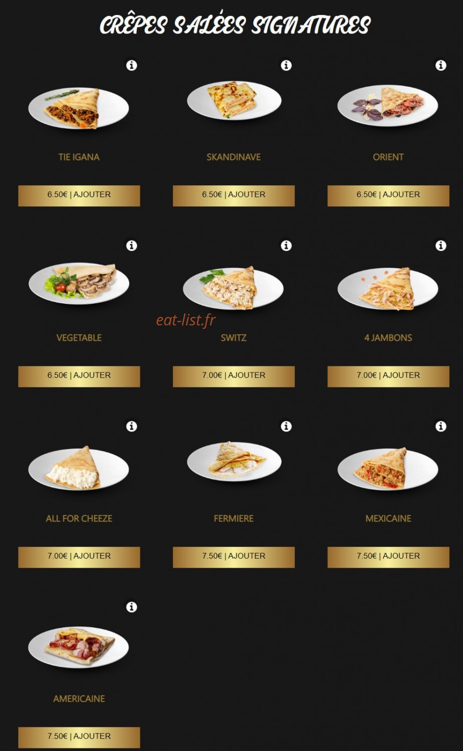 S&B Crepes — carte page 3