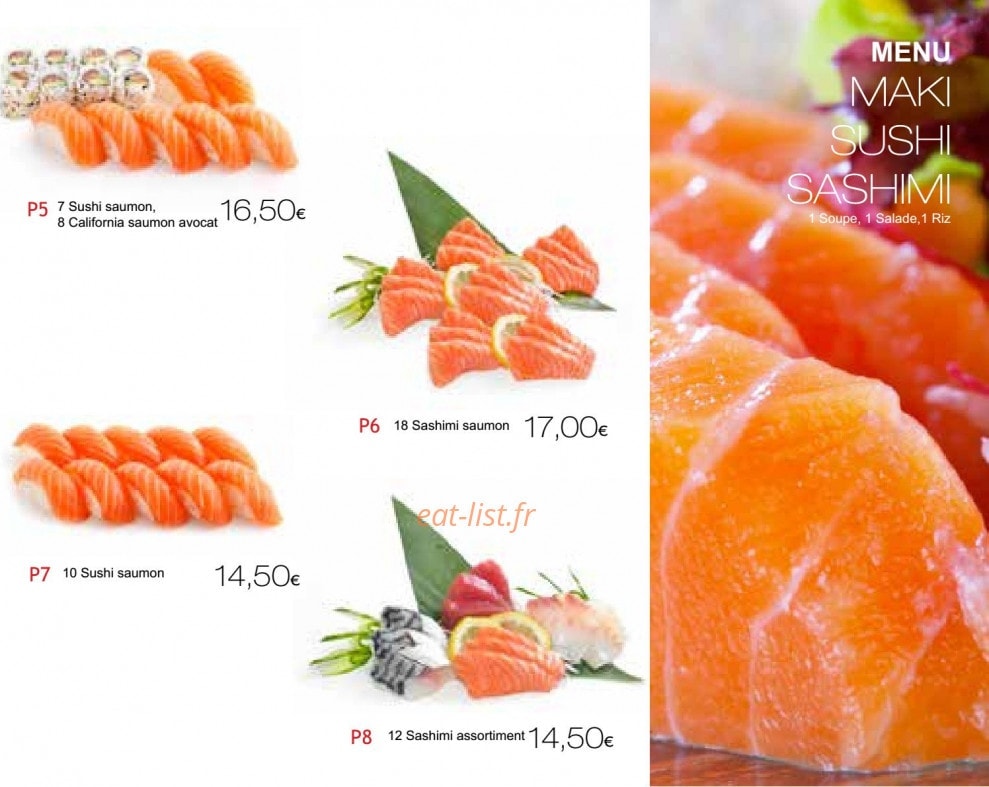 Carte et menu de Sushi Bento Express à Sainte Genevieve des Bois — Menu maki, sushi et sashimi suite