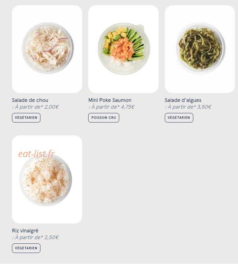 Carte et menu de Sushi Daily à Sainte Genevieve des Bois — Les accompagnements