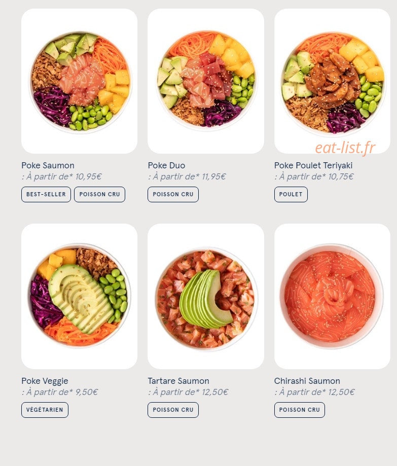 Carte et menu de Sushi Daily à Sainte Genevieve des Bois — Les bowls