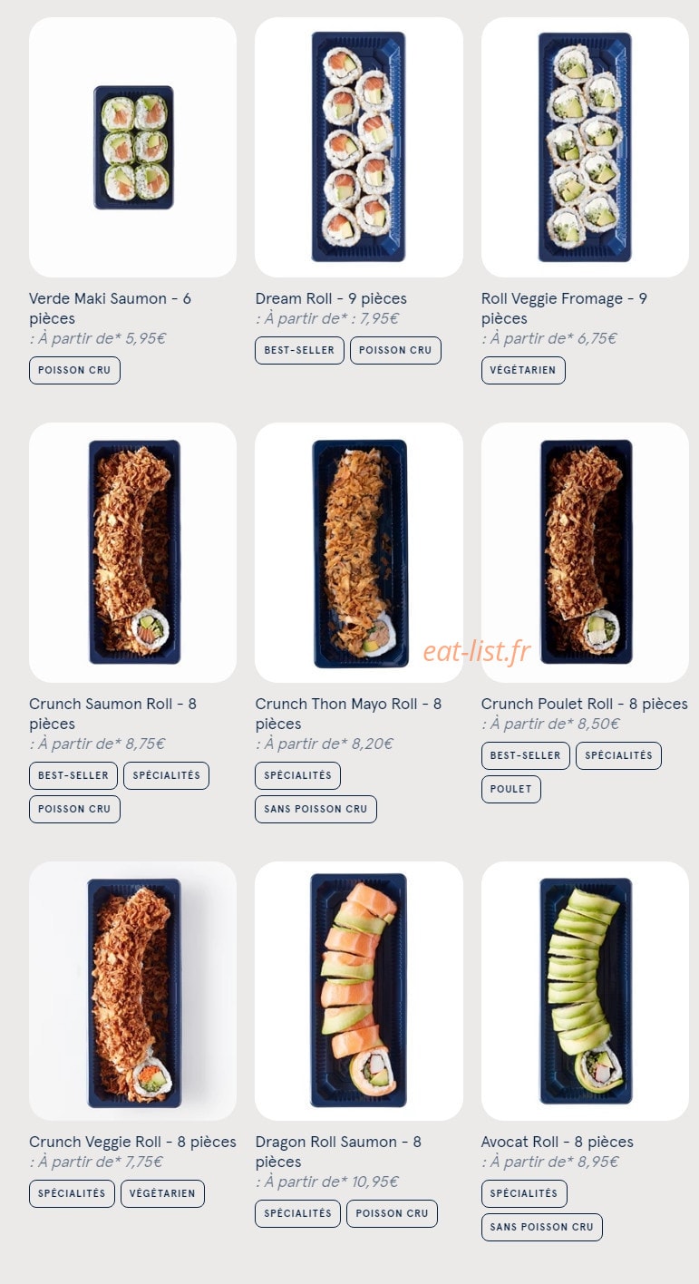 Carte et menu de Sushi Daily à Sainte Genevieve des Bois — Les makis et roll suite