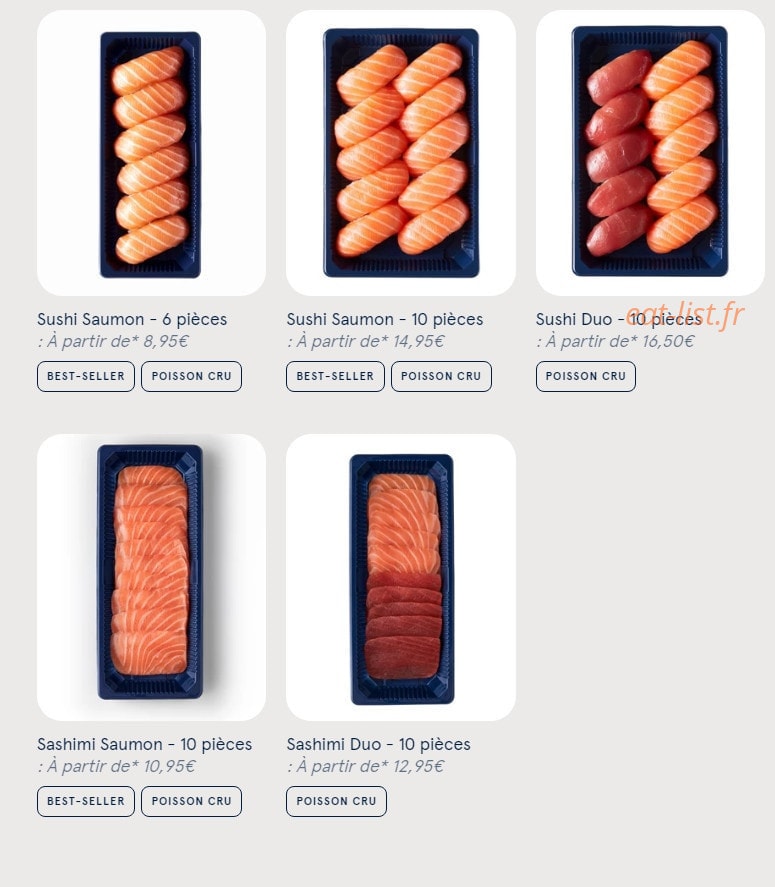 Carte et menu de Sushi Daily à Sainte Genevieve des Bois — Les sushis et sashimi