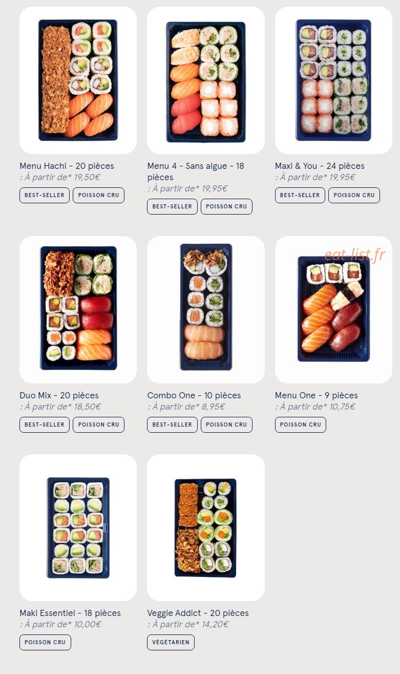 Carte et menu de Sushi Daily à Sainte Genevieve des Bois — Les assortiment suite