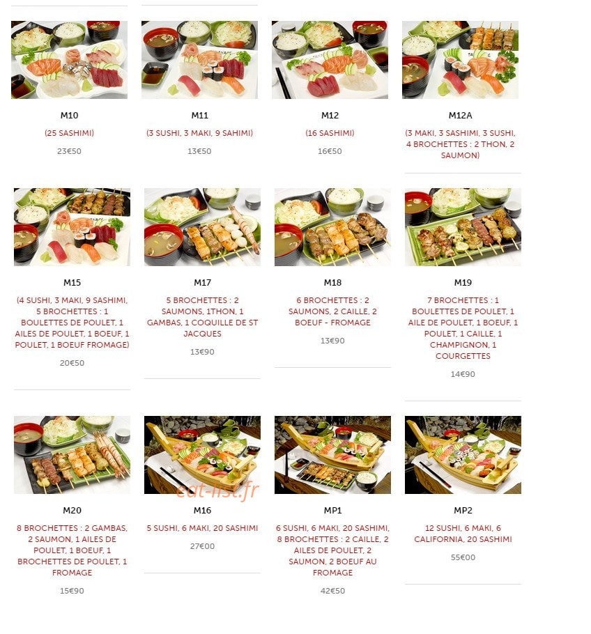 Carte et menu de Takayalé à Sainte Genevieve des Bois — Menus suite