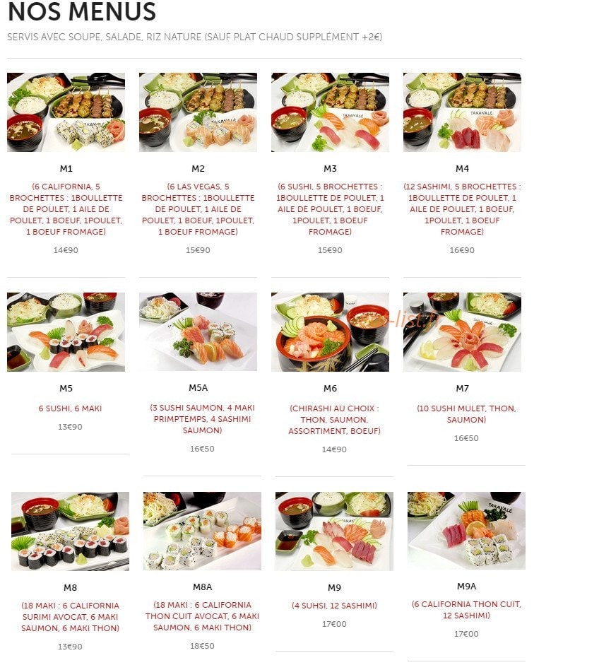 Carte et menu de Takayalé à Sainte Genevieve des Bois — Menus