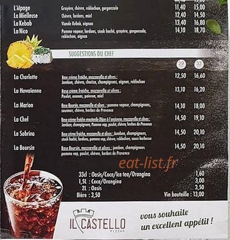 Il castello pizzas — carte page 3