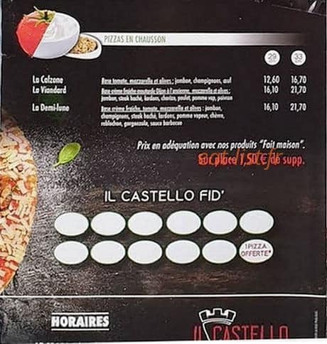 Il castello pizzas — carte page 4