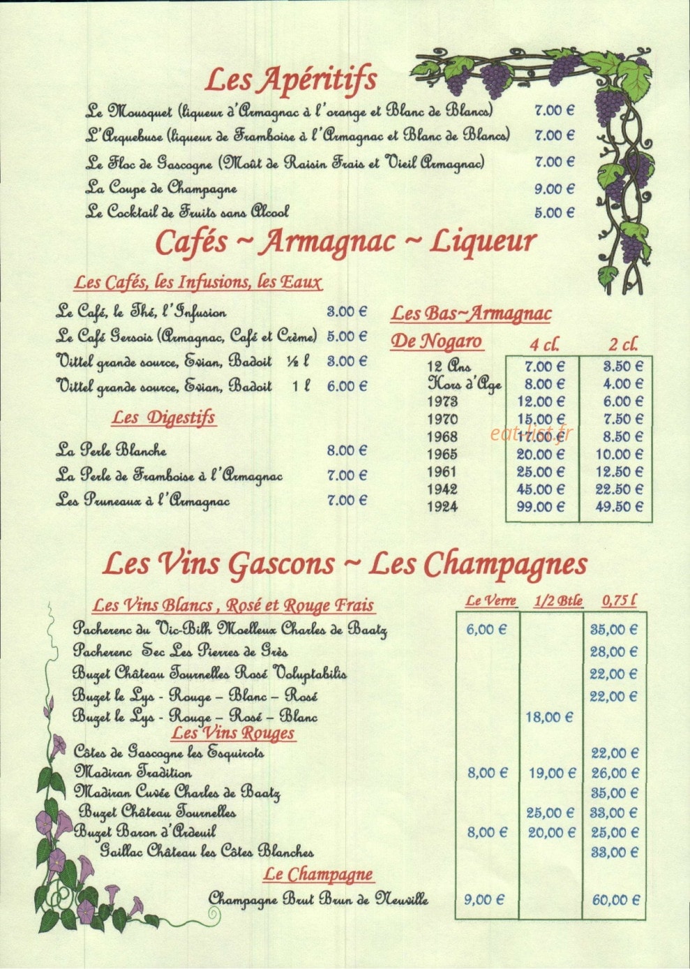 Auberge Del Pais Vert — carte page 3