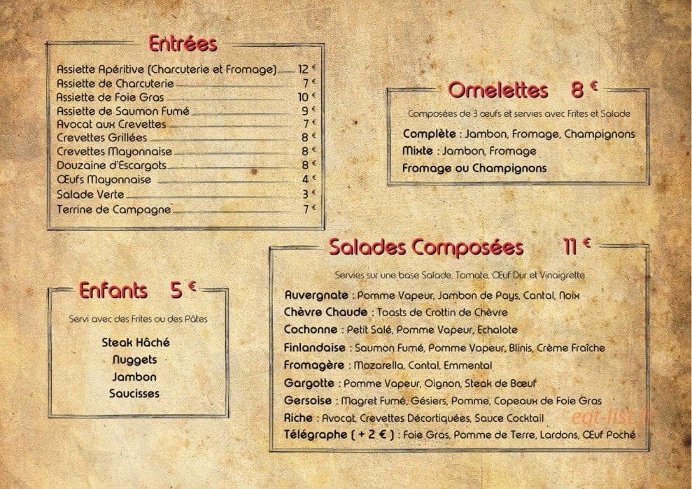 La Chaumière Du Télégraphe — carte page 7