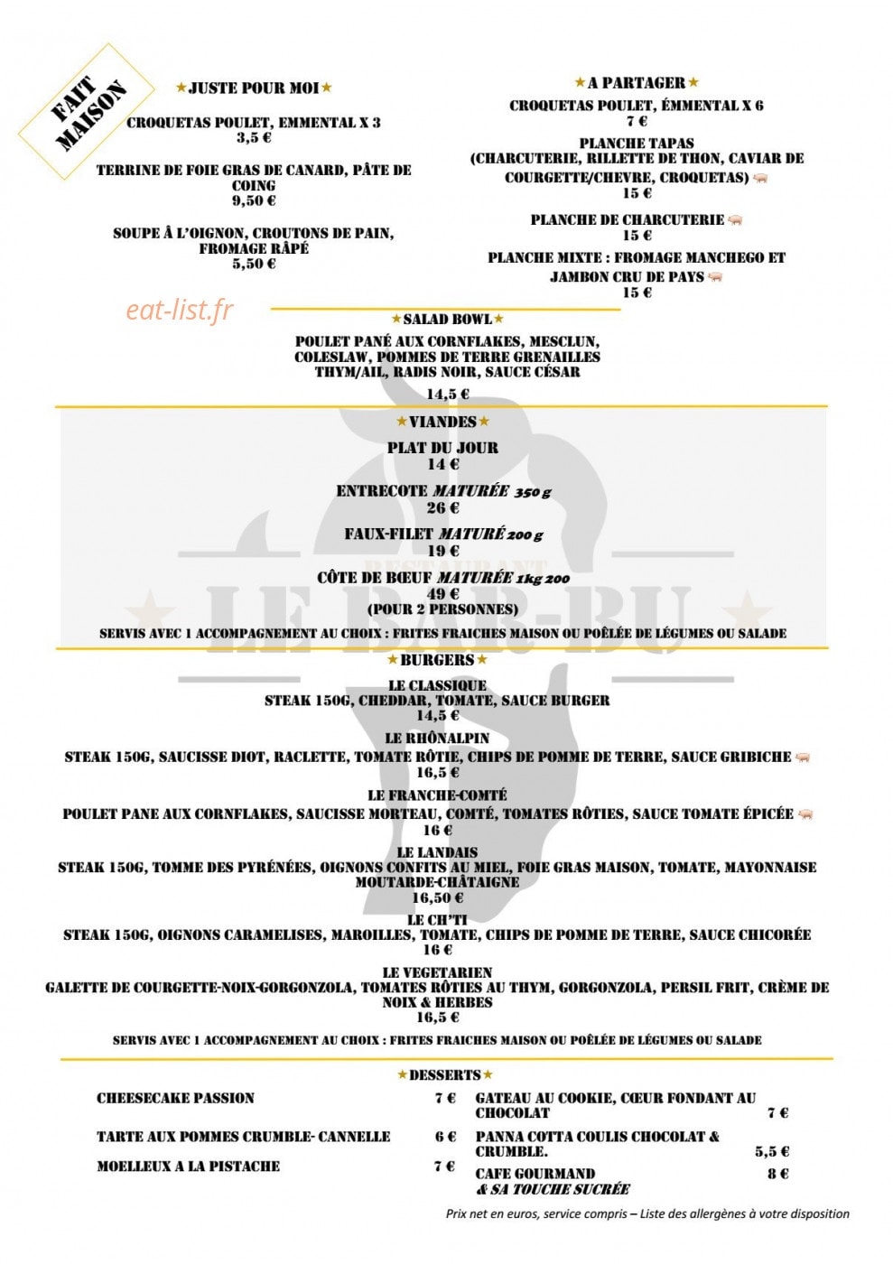 Le Bar-Bu — carte page 1