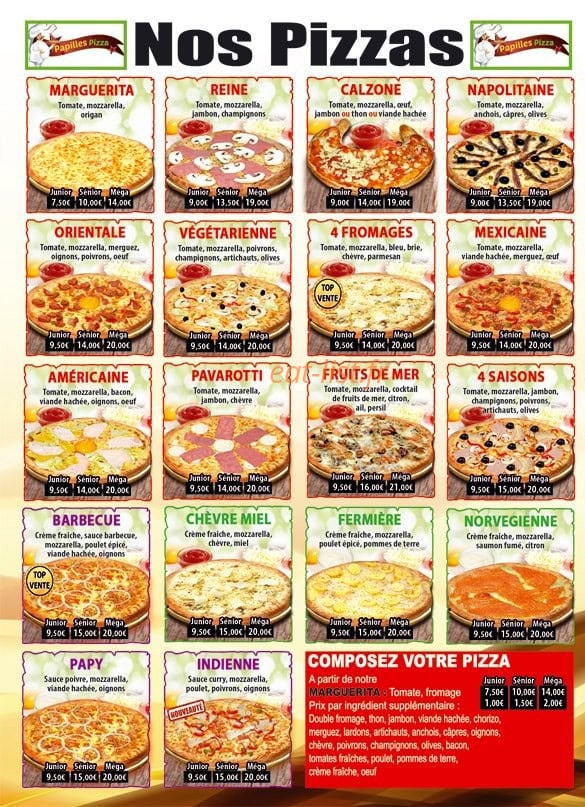 Papilles Pizza — carte page 2