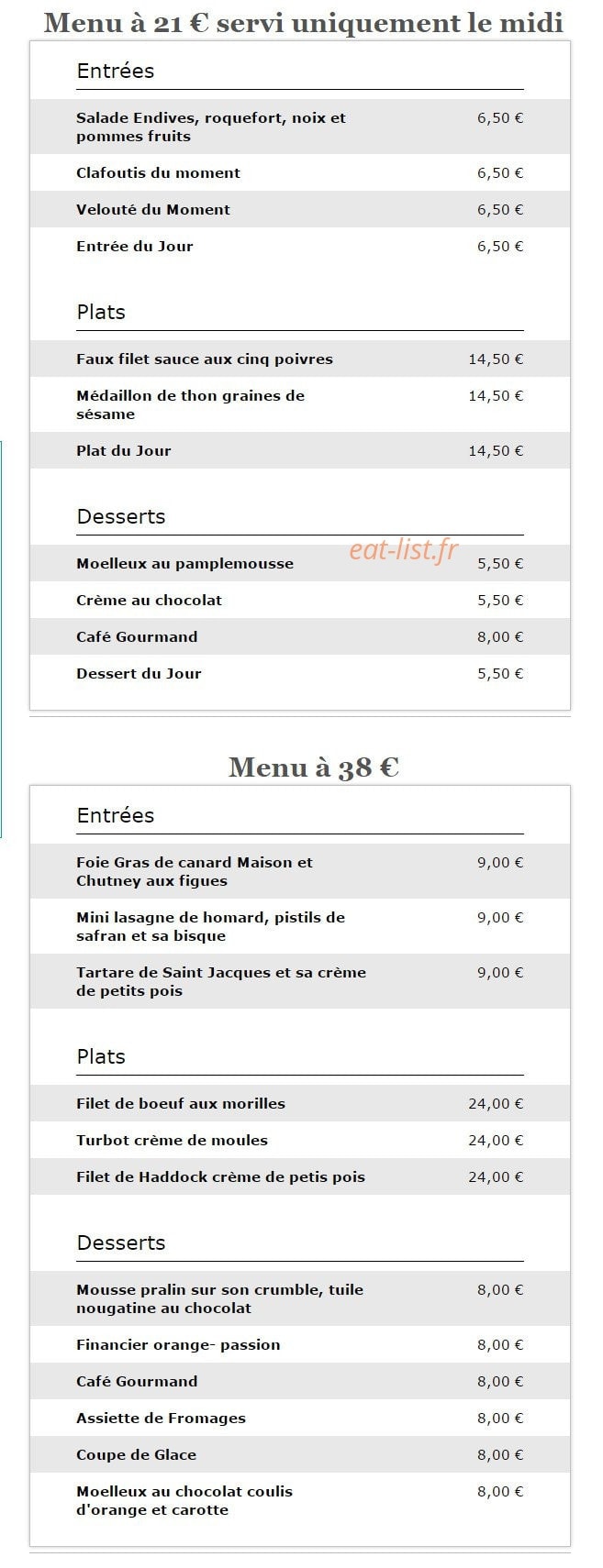 O Comptoirs des Saisons — carte page 1