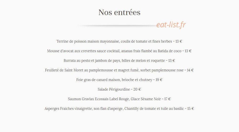 Auberge de l'Epine — carte page 1