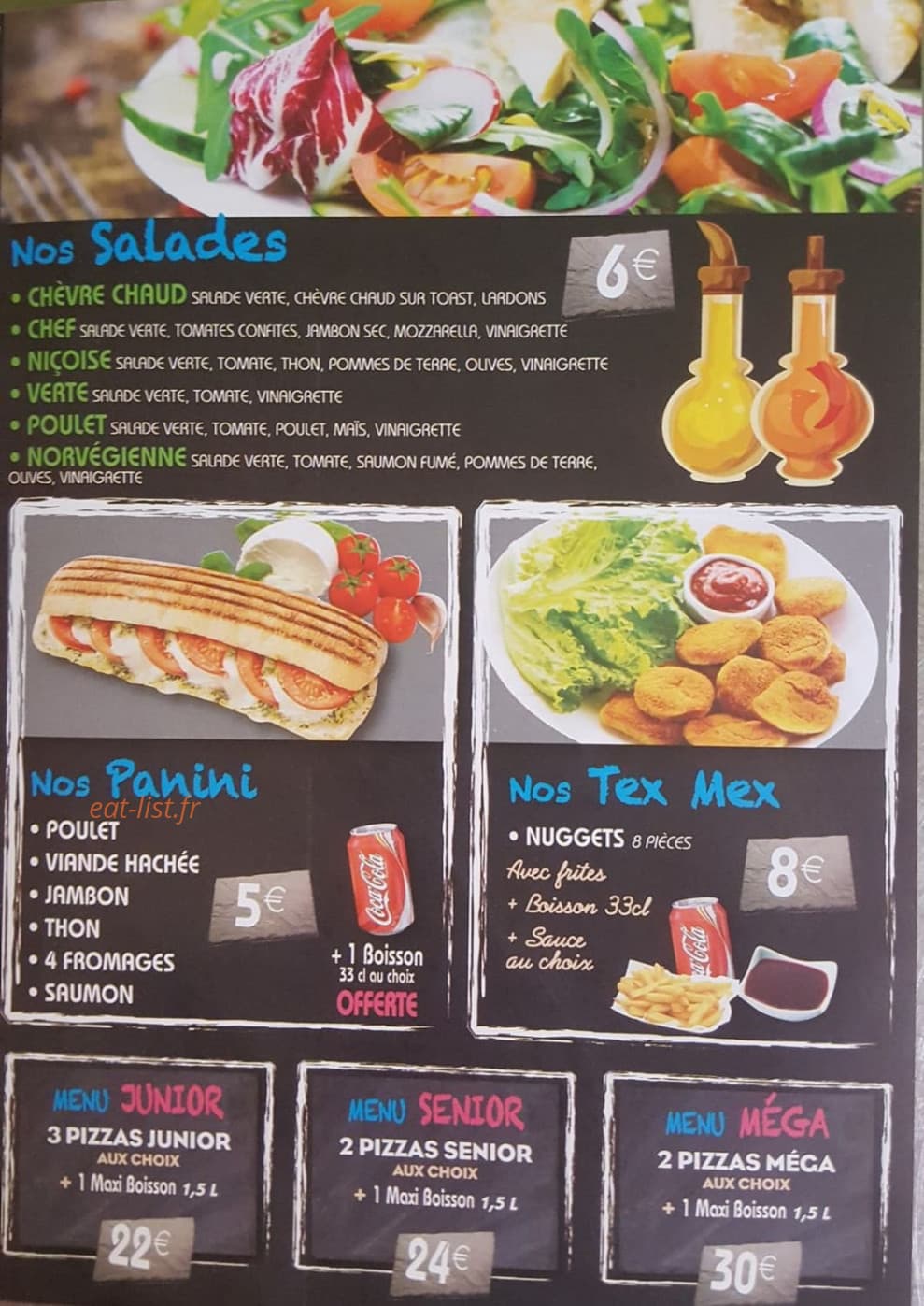 Carte et menu de Pizza il Forno à Itteville — Les salades, paninis, ...