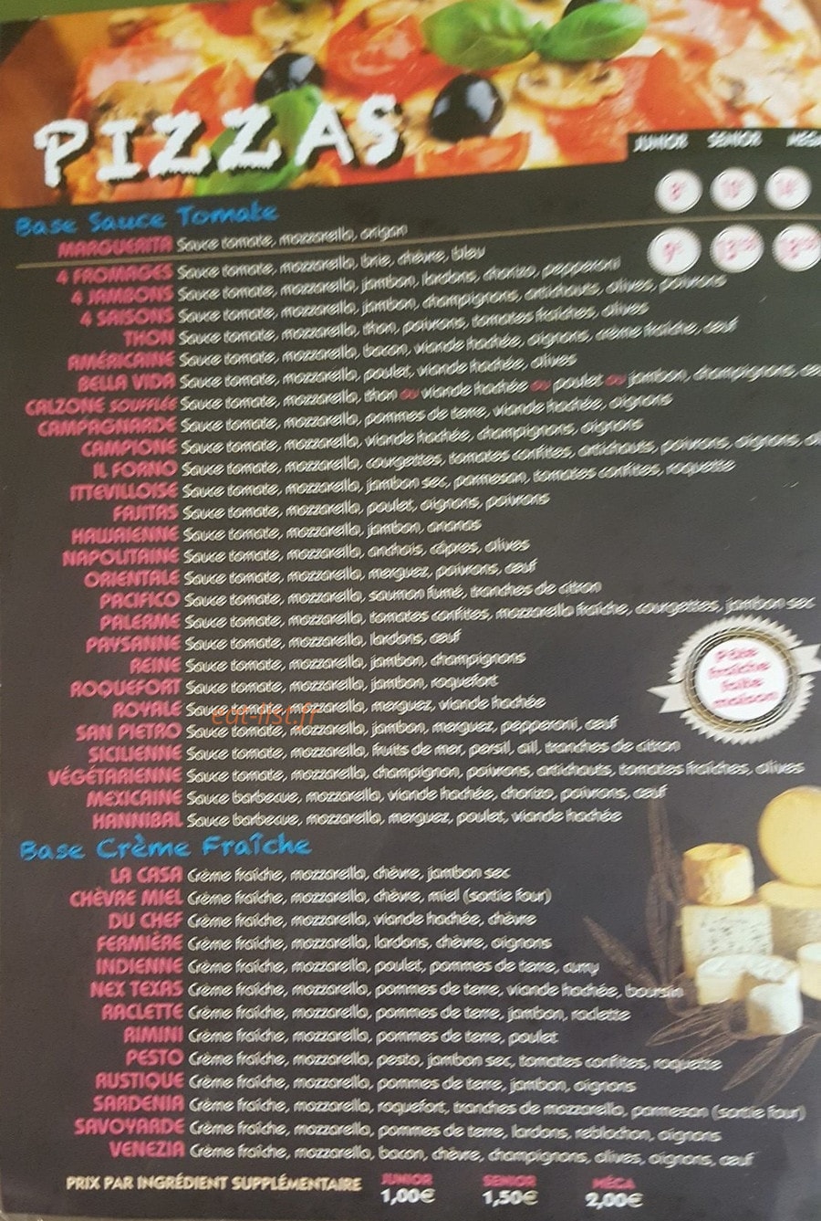 Carte et menu de Pizza il Forno à Itteville — Les pizzas
