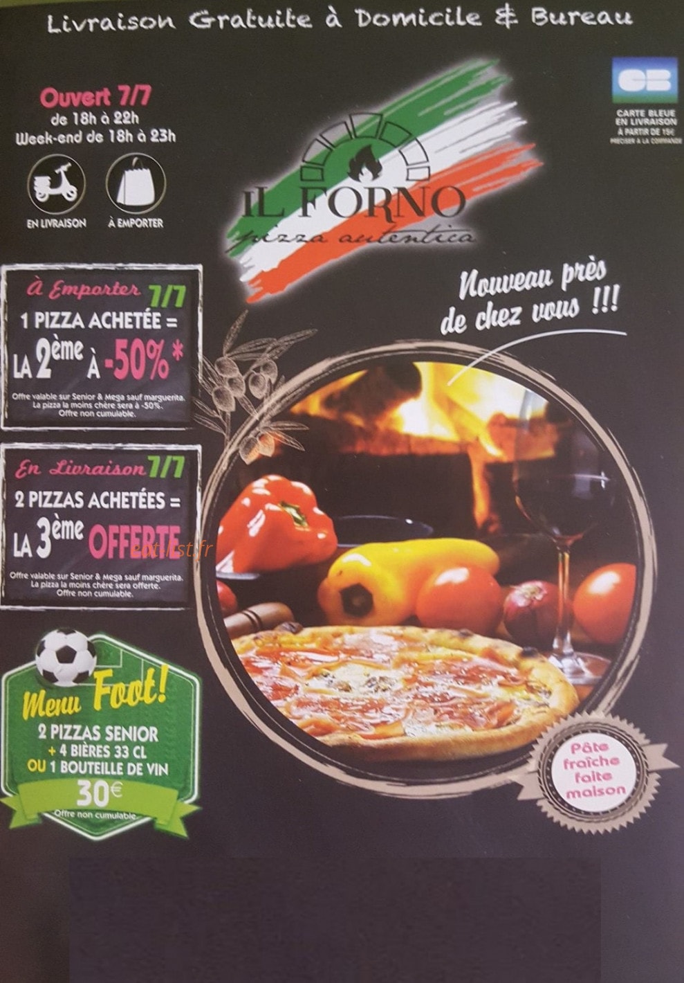 Carte et menu Pizza il Forno, 15 Rue des Fauvettes