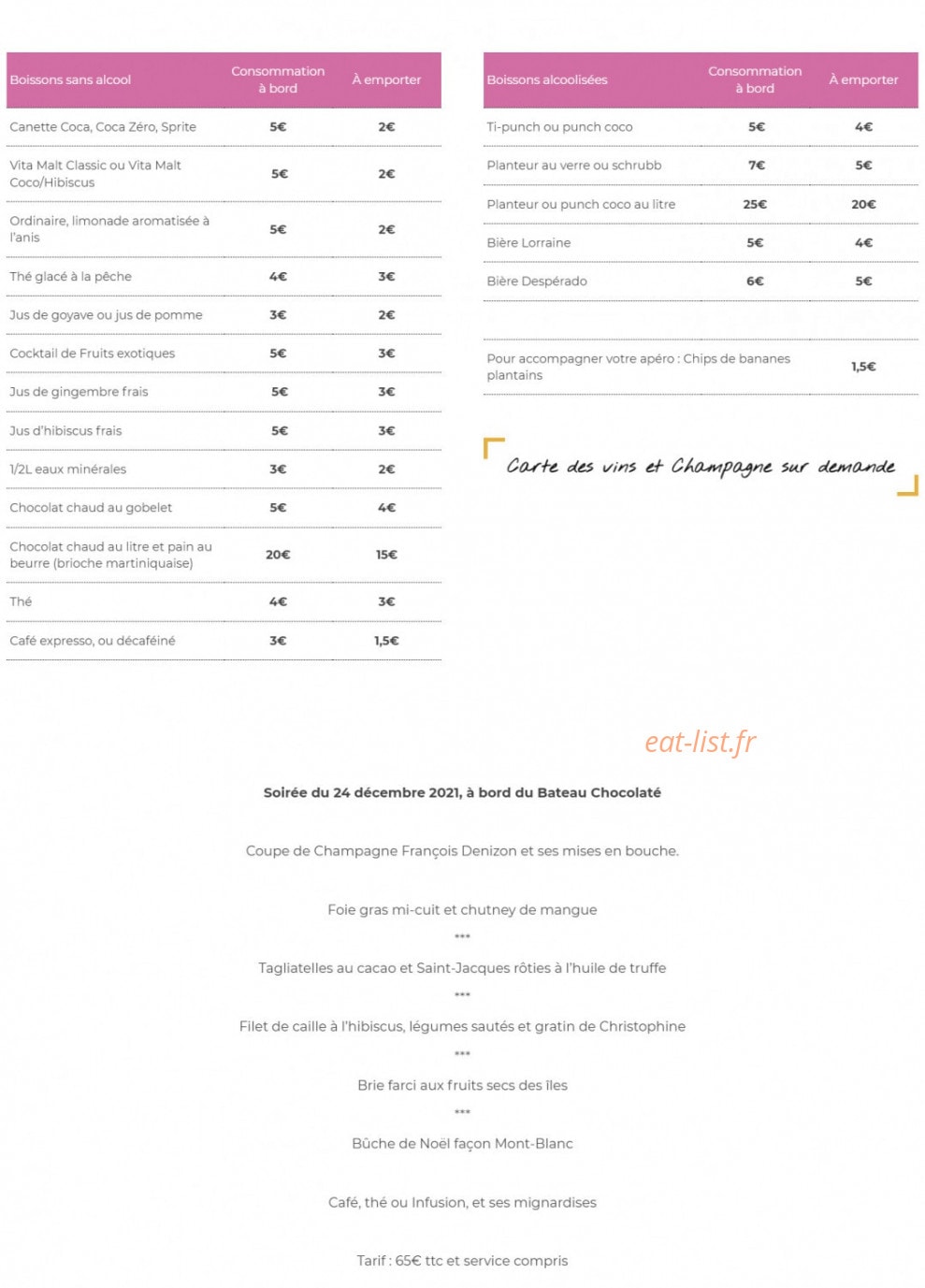 Bateau Chocolaté — carte page 2