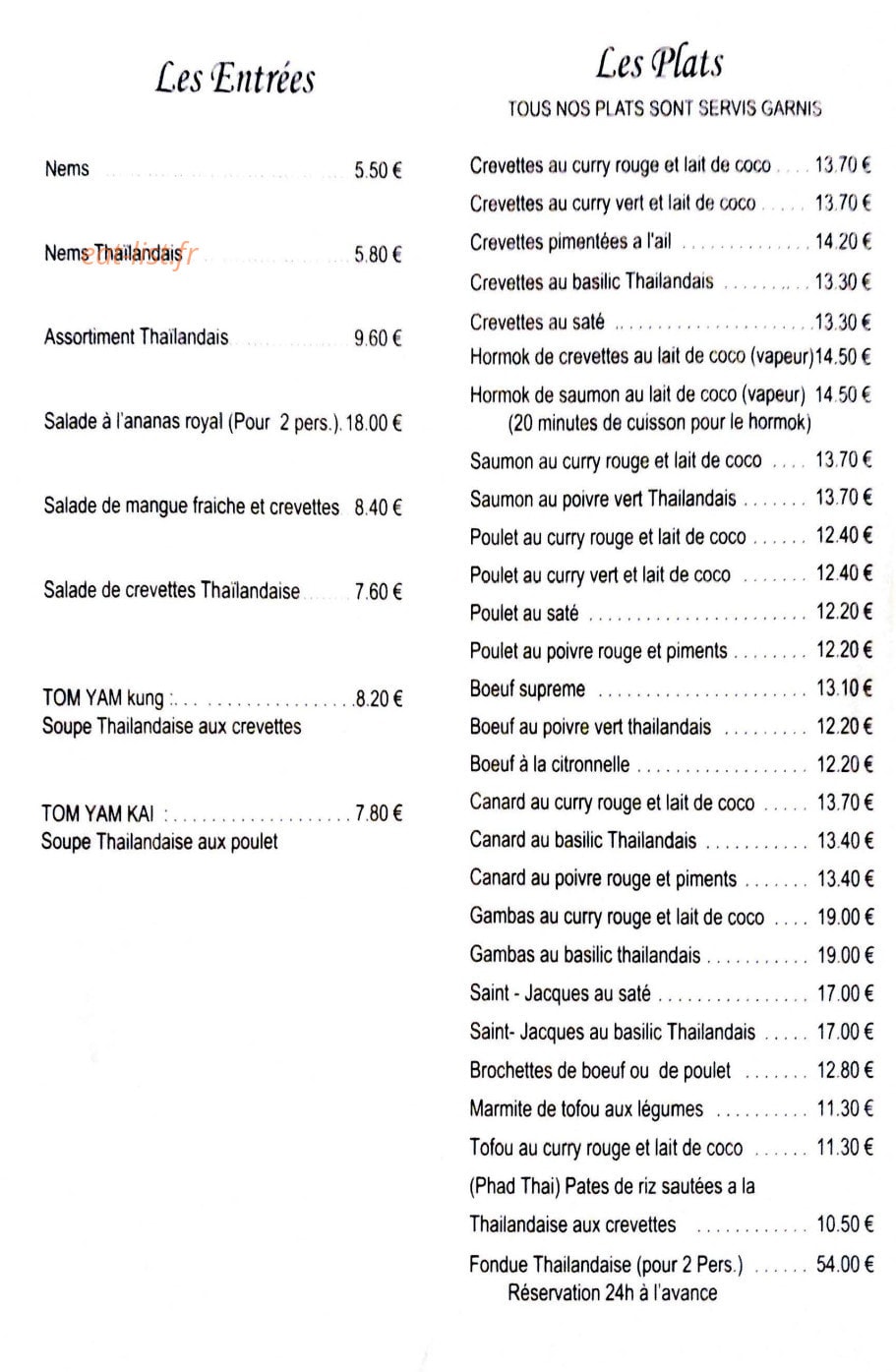 Chez Lin — carte page 1
