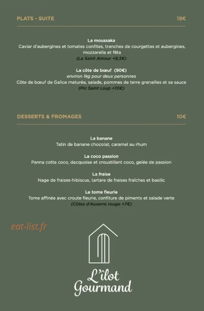 l'ilot Gourmand — carte page 1