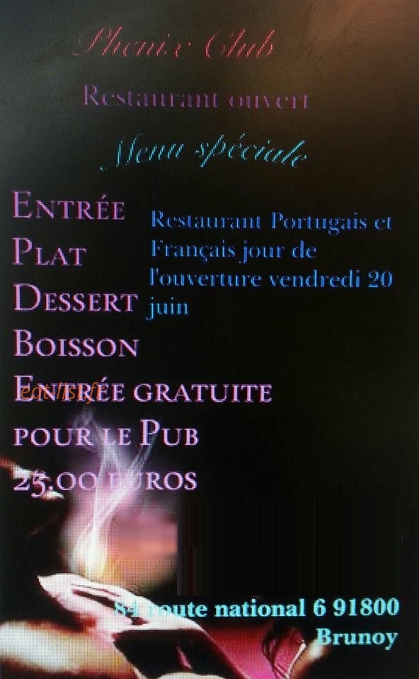 Restaurant Phenix — carte page 1