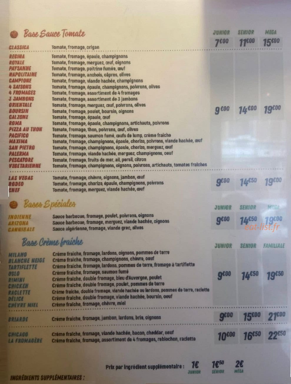 Allo Pizza — carte page 1