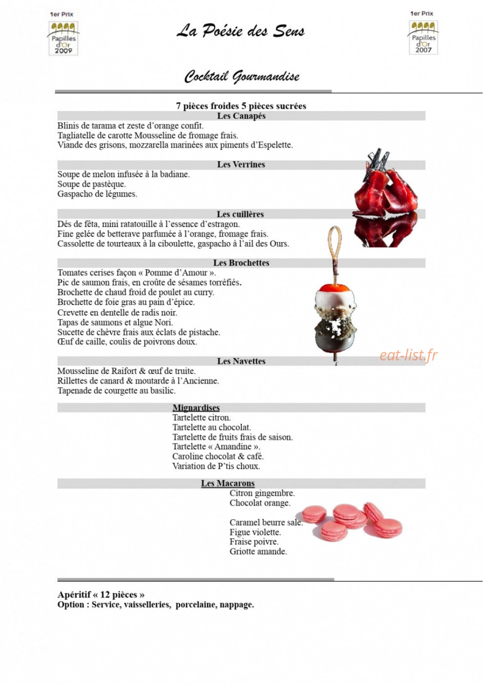 Carte et menu de La Poésie des Sens à Epinay Sous Senart — Cocktail gourmandise