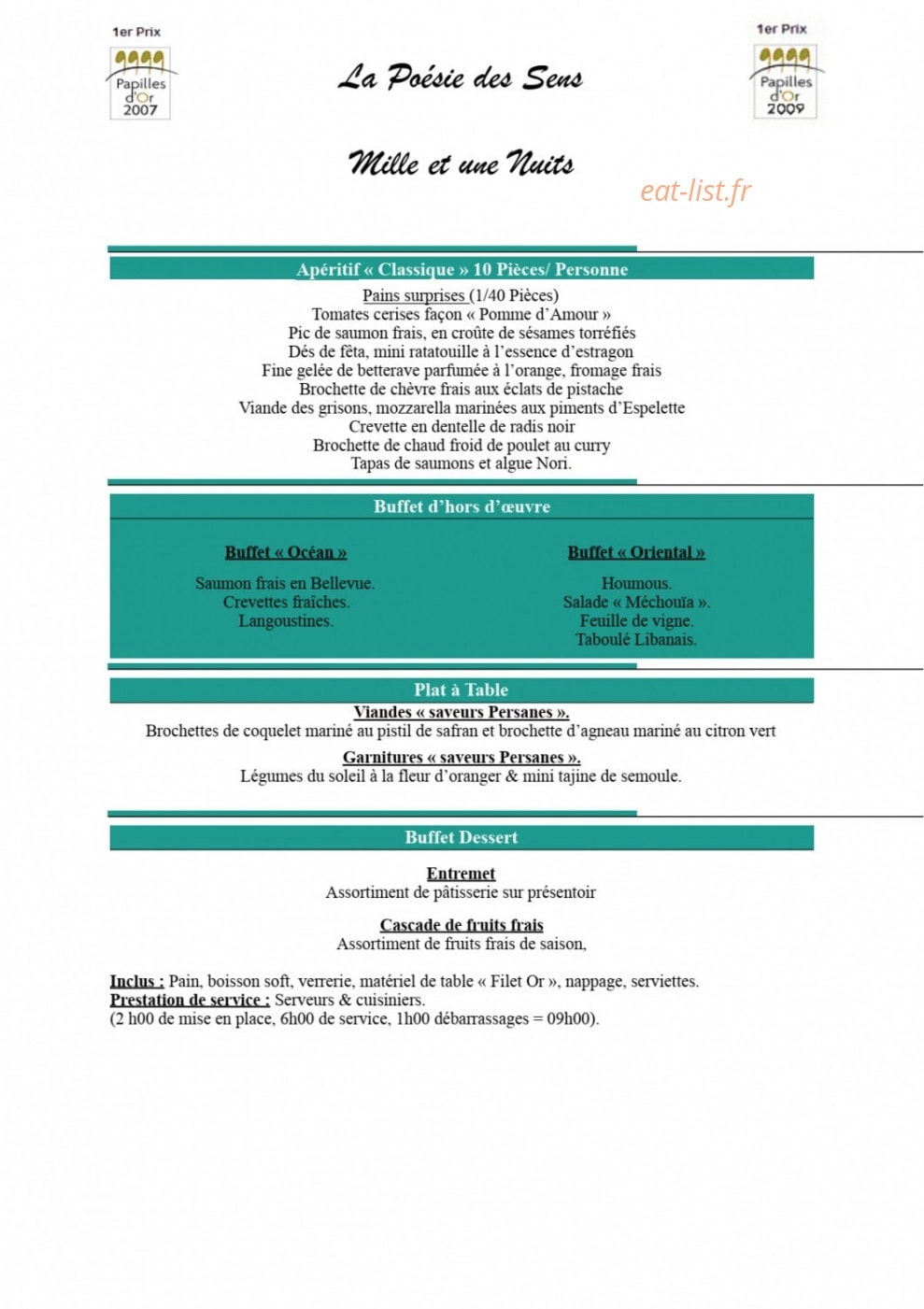 Carte et menu de La Poésie des Sens à Epinay Sous Senart — Menu tradition page 4