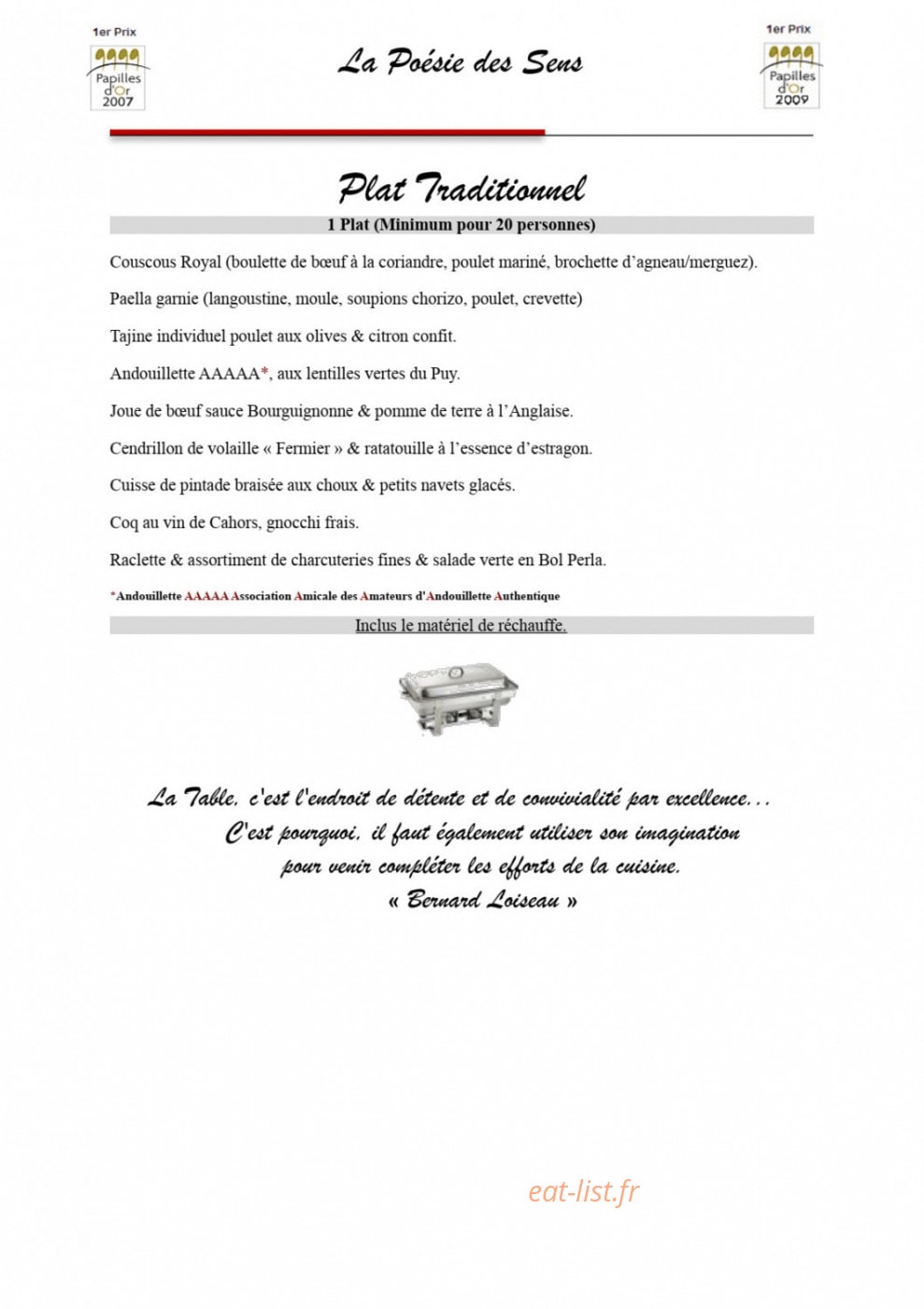 Carte et menu de La Poésie des Sens à Epinay Sous Senart — Plats