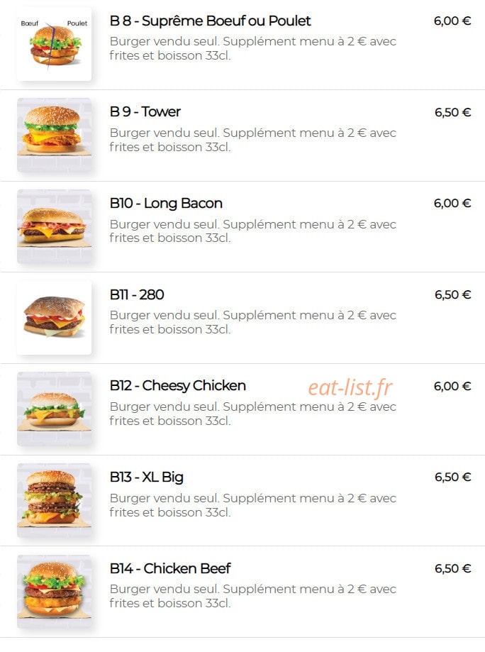 442 Burger — carte page 2