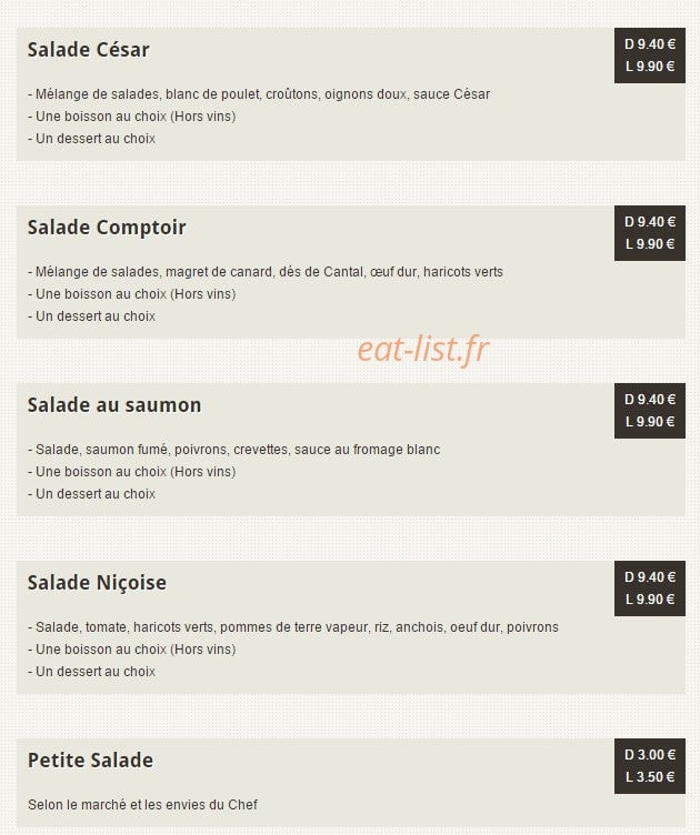 Le comptoir de la ferme — carte page 16
