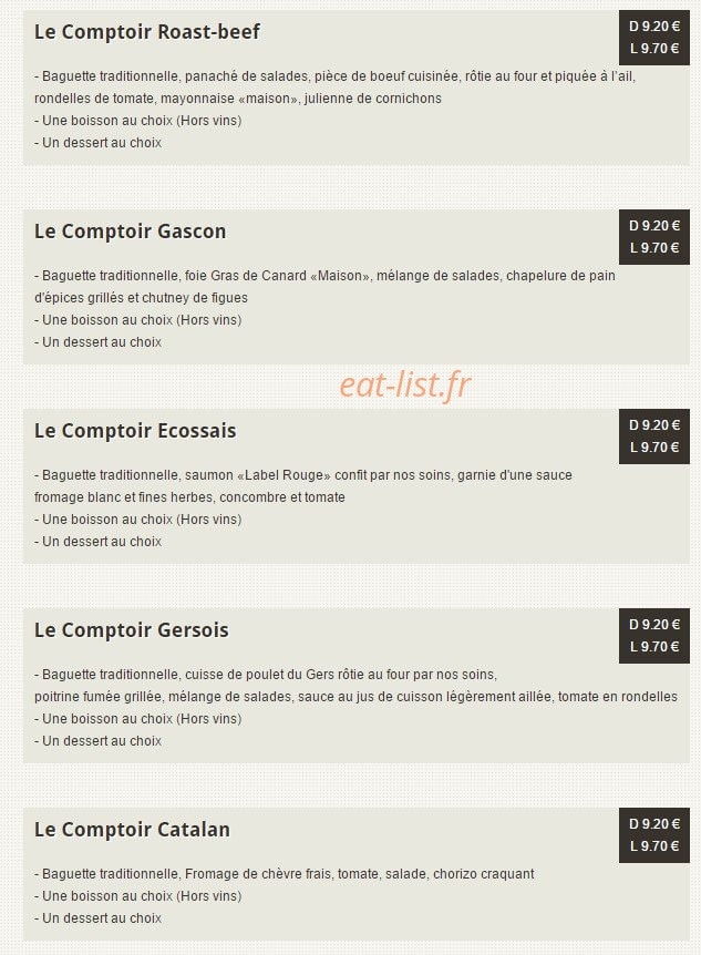 Le comptoir de la ferme — carte page 14