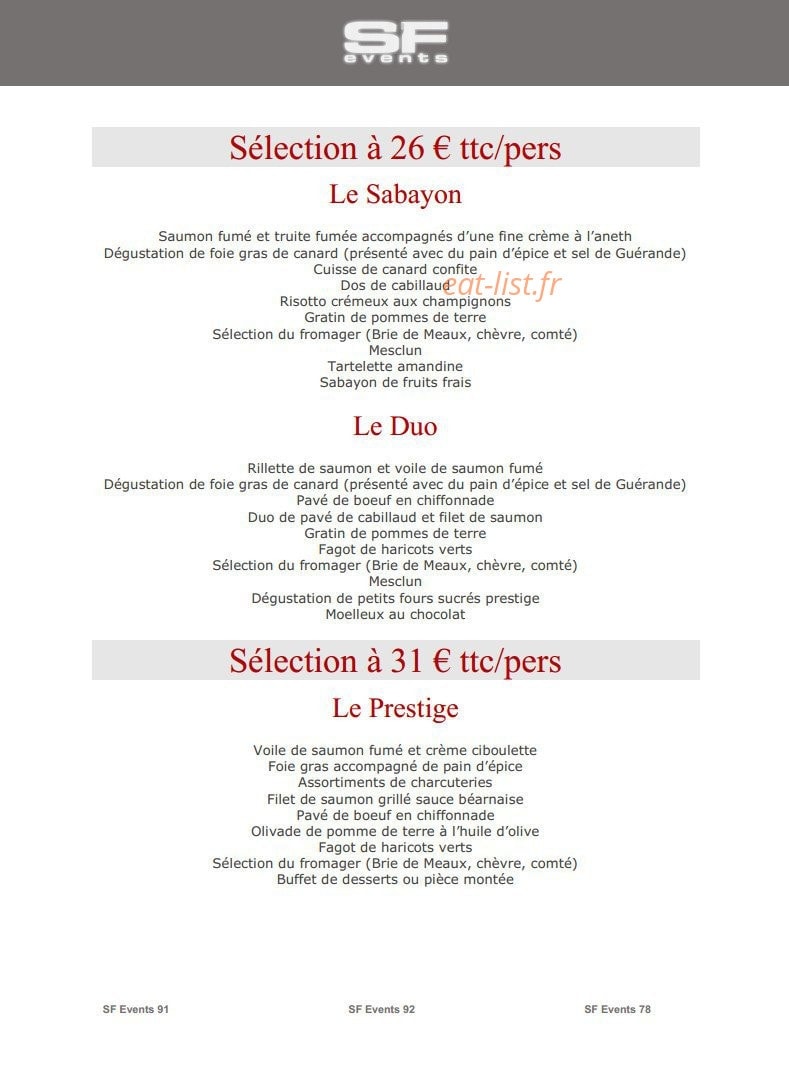 SF Events — carte page 25