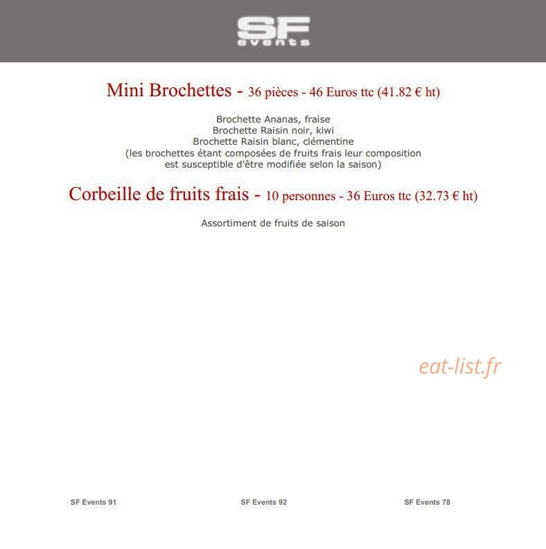 SF Events — carte page 17