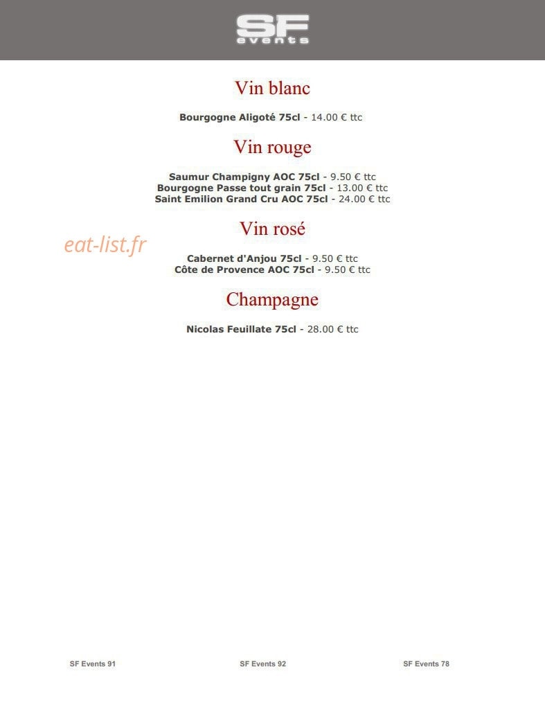 SF Events — carte page 36