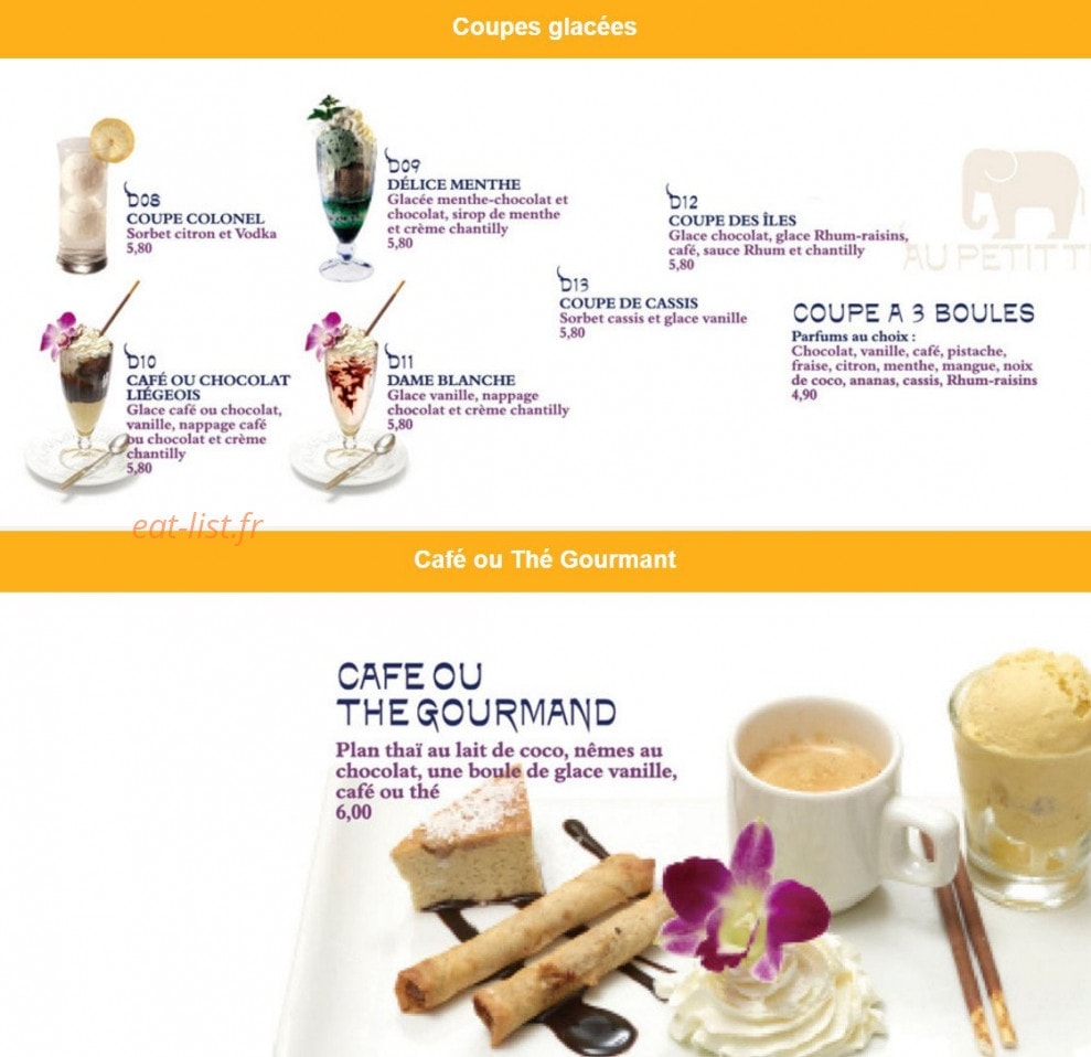 Au Petit Thaï — carte page 4
