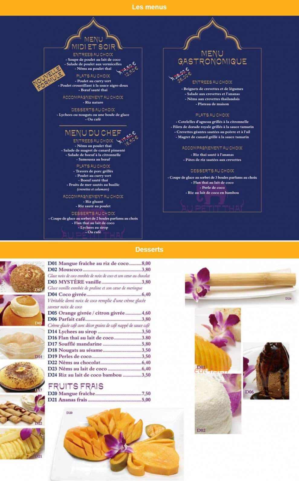 Au Petit Thaï — carte page 3