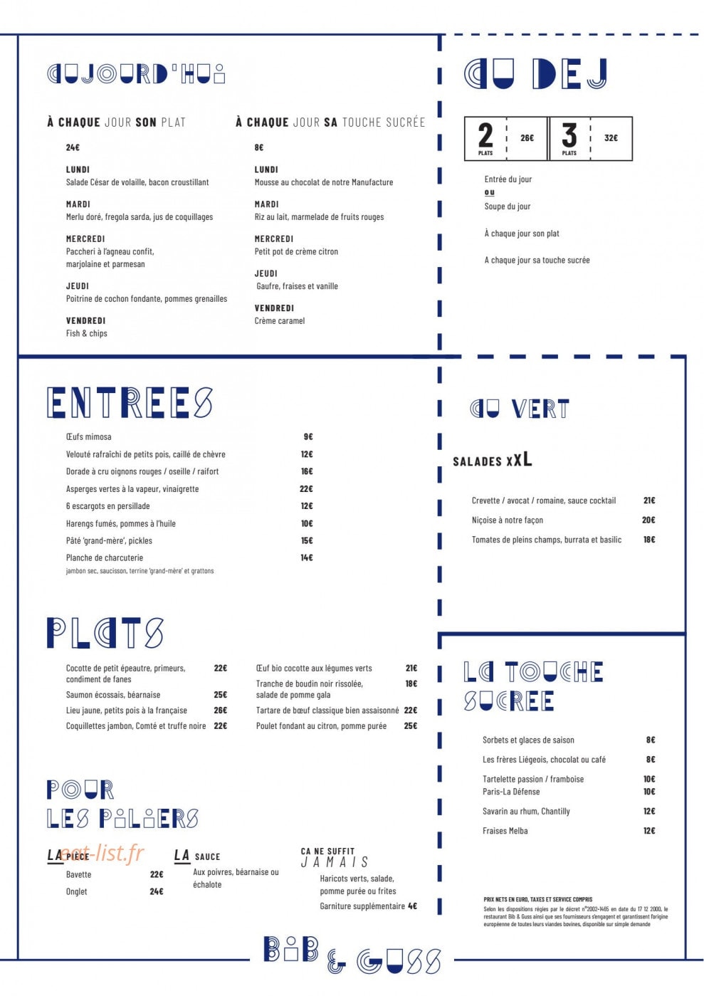 Bib & Guss — carte page 1