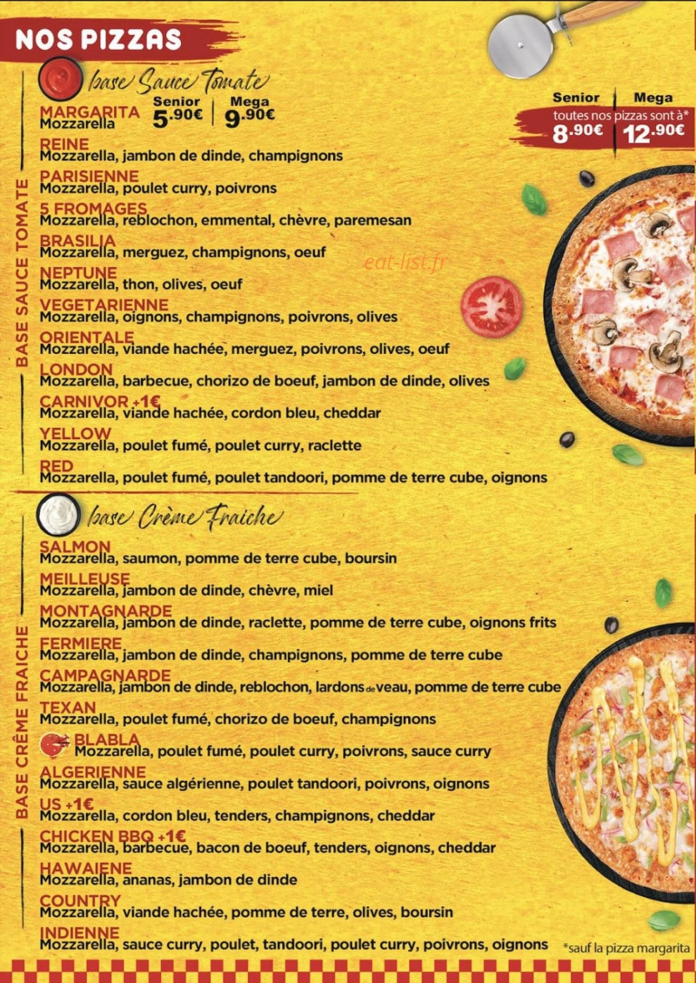 Bla Bla Pizza — carte page 1