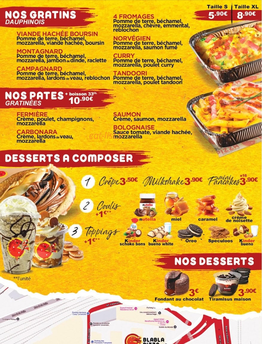 Bla Bla Pizza — carte page 3