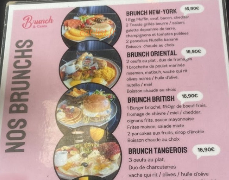 Brunch & Cakes — carte page 1