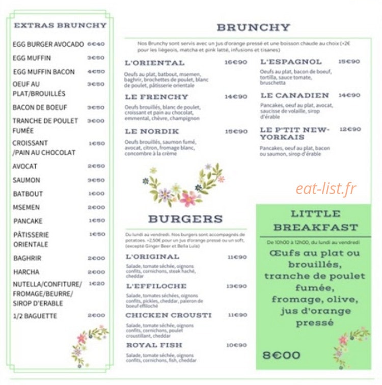 Brunch & Vous — carte page 1