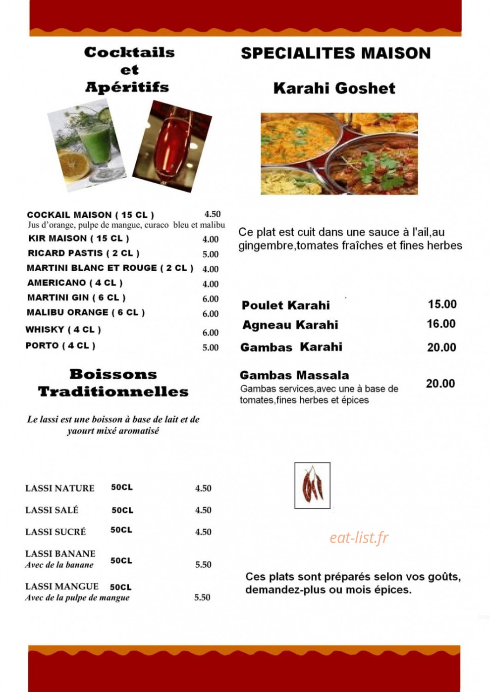 Délices du Kashmir — carte page 6