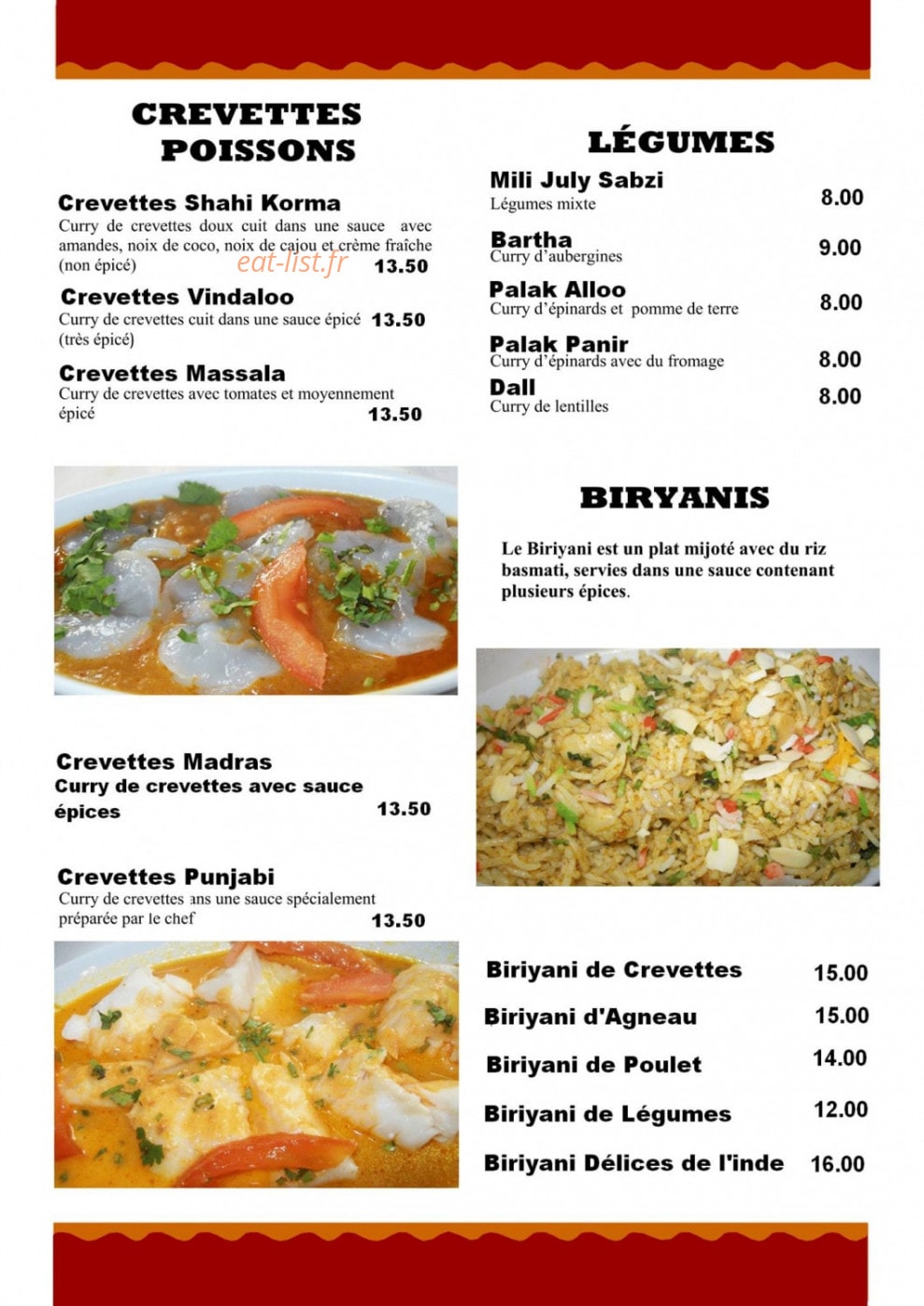Délices du Kashmir — carte page 2