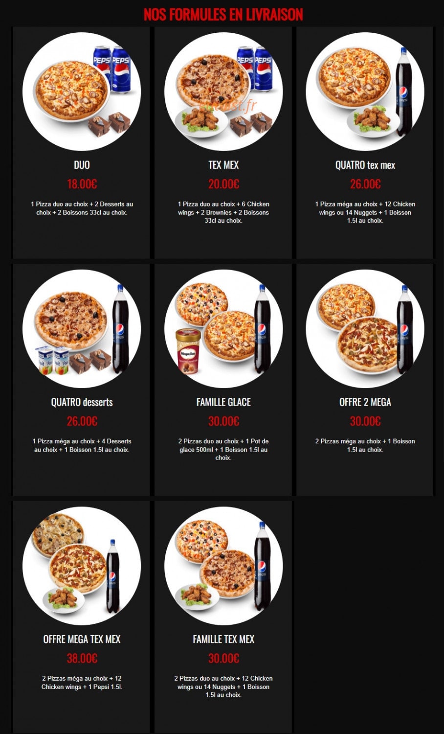 Dream Pizza — carte page 1
