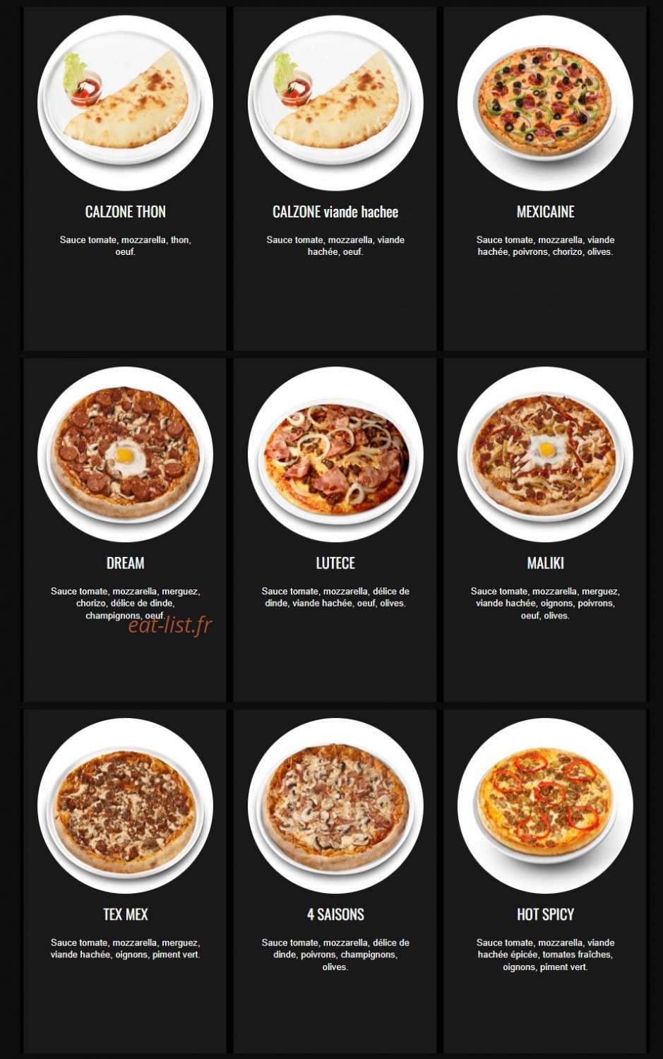 Dream Pizza — carte page 4