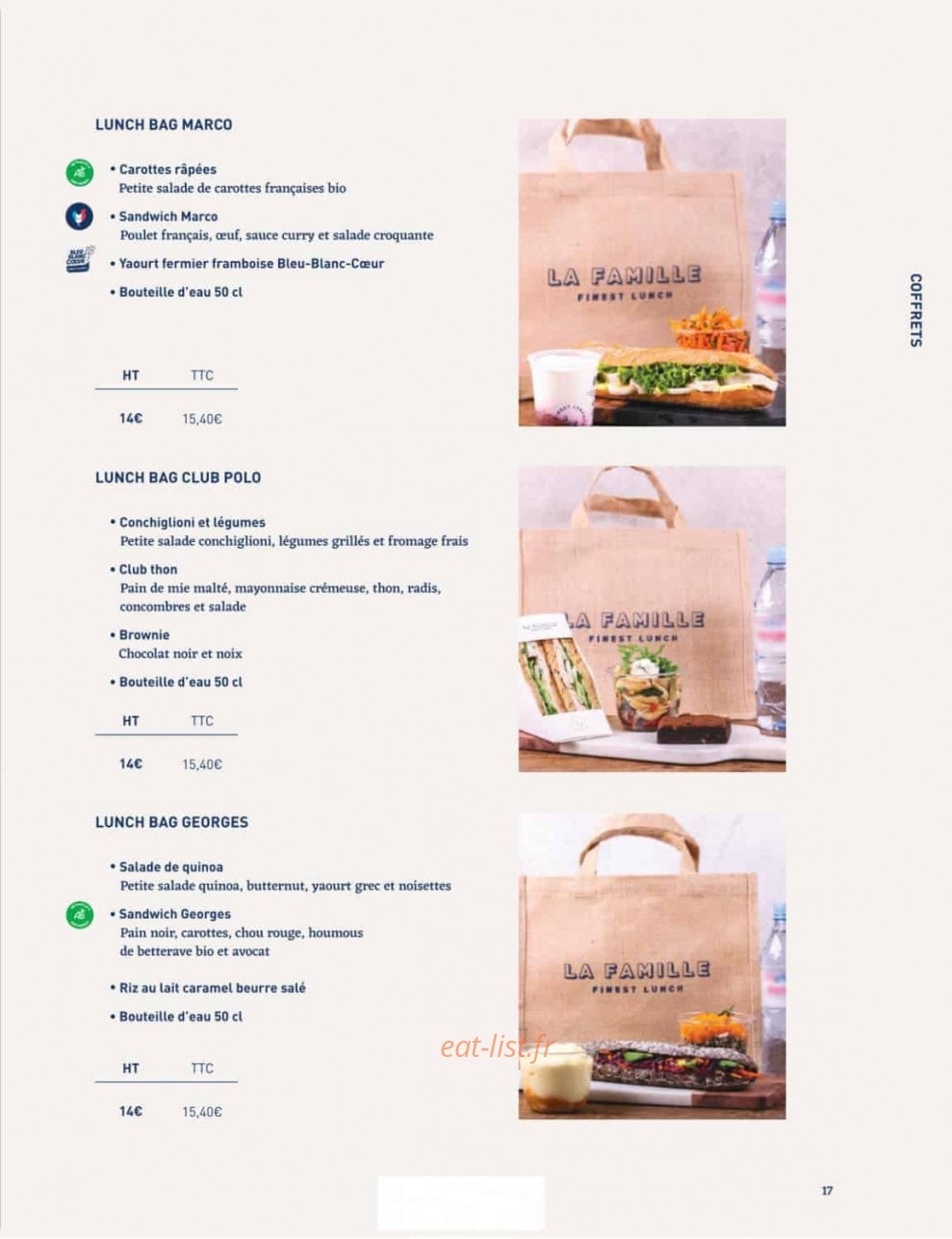 La Famille Finest Lunch — carte page 15