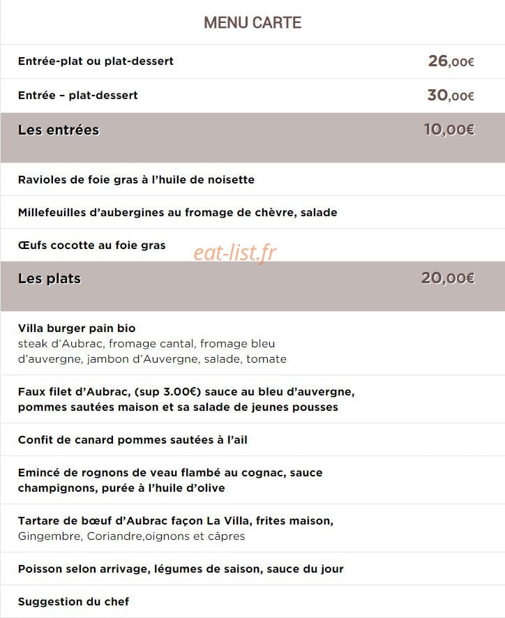 La Villa D'Aubrac — carte page 2
